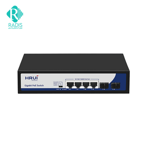 سوئیچ HRUI HR901‑AXG‑42NS‑120 با ۴ پورت PoE گیگابیت و دو پورت uplink